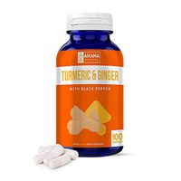 Turmeric and Ginger Capsules with Black Pepper by Ahana Nutrition - Turmeric Curcumin Supplements to Help with Immune Support, Digestive Health, Brain Support, and Joint Support* (100 Capsules)