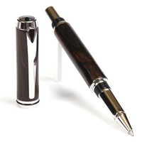 Baron Rollerball Pen - Rhodium - Rhodium - Blackwood