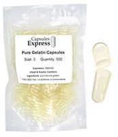Capsules Express- Size 3 Clear Empty Gelatin Capsules 500 Count - Kosher and Halal Certified - Gluten-Free Pure Bovine Gelatin Pill Capsule - DIY Powder Filling