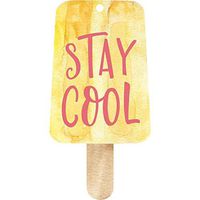 P. Graham Dunn Stay Cool Popsicle Nautical Yellow 3 x 2 Wood Hanging Gift Wrap Tag Charms Set of 5
