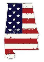 CustomDecal US Alabama State (J3) USA Flag Distressed Vinyl Decal Sticker Car/Truck Laptop/Netbook Window