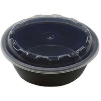 Cubeware Round Crown Plastic Reusable Microwavable Container with Clear Lid Set, 18 Ounce - 150 Set per case.