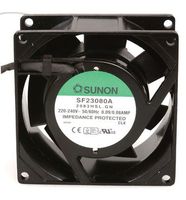 SUNON SF23080A/2083HSL.GN AC Fan Sleeve, 220 Volt, 30 CFM, 12" Leads, UL/CSA/TUV, 80 mm L x 80 mm W x 38 mm H