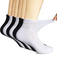 MD 6 Pairs Non-Binding Men's Moisture Wicking Cushion Quarter Bamboo Diabetic Socks 13-15 3Black/3White