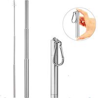 Reusable Telescopic Straws, Portable Stainless Steel Drinking Straw with Cleaning Brush and Storage Case,Portable Telescopic Drinking Straw,Folding Metal Straw for Travel,Home and Office (Sliver)