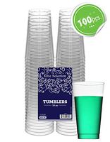 Clear Disposable Plastic Cups 14 Oz. Pack Of (100) Fancy Hard Plastic Cups - Party Accessories - Wedding - Cocktails- Tumblers