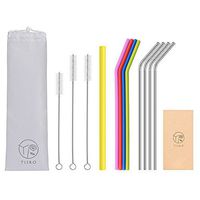 TISRO Reusable Straws, 4 Metal+4 Silicone(BPA Free)+1 Boba/Smoothie Drinking Straws, 3rd.Generation Anti-Scratch Stainless Steel Straws with Cleaning Brushes and Carry Bag.White