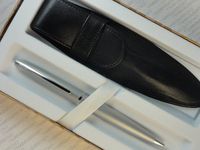 Cross Limited Edition ATX Polished Satin Barrel Medium Ballpoint Pen and Matching Full Grain Italian ATX Leather Pouch