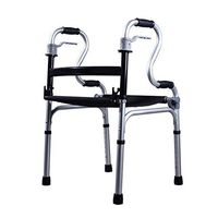 Yadianna Folding Walker Aid Aluminum Adjustable Height Walker with Seat for Mobility Elderly and Disabled People