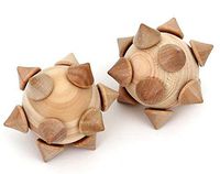 2Pcs - Cypress Wood Hand Palm Acupressure Massage Stimulation Pointed Acupressure Spiky Massage Roller Massager