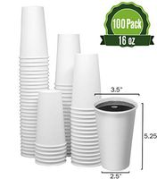 Safeware 16 oz [ 100 Cups] Togo Disposable White Paper Coffee Cups | Hot Beverages | Expresso | Tea | Coffee | Latte | Hot Chocolate Restaurant Grade