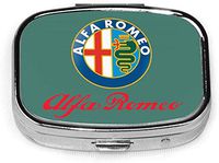 Alfa Romeo Logo Unisex Fashion Silver Square Pill Box Vitamin Medicine Tablet Holder Wallet Organizer Pocket Wallet One Size