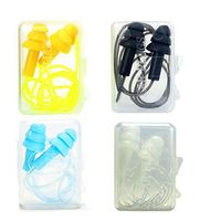 Noise Cancelling Ear Plugs with Cords 4 Pairs, Waterproof Reusable Hearing Safety Protection Earplugs, High Fidelity Earplugs