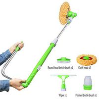 LXLTL Window Cleaning Tool U Shaped Window Cleaner for External Window Washer with Telescopic Pole, 180° Angle Adjustable 2-Speed Adjustable Electric Home Cleaning Brush,Green