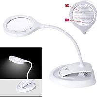 HunterBee LED illumination Gooseneck Stand Lighting hands free magnifying glass/ Glass lens 5x 10x/hobby reading inspection crafts sewing soldering threading polishing jewelry repair
