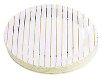 Gold Disposable Plates - 48-Pack Metallic Gold Foil Striped Paper Party Plates, 9-Inch Round Lunch Plates, Dessert, Appetizer, For Wedding, Bridal Shower, Birthday Party Supplies