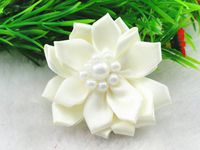 12pcs Polyester Pearl Flowers with The Appliques Craft DIY Wedding Pick Color (Beige)