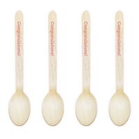 Dress My Cupcake Natural Wood Candy 100-Pack Buffet Cutlery Spoons DIY Kit, Congratulations, 6.5-Inch, Coral
