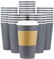 Disposable Coffee Cups With Lids - 16 oz To Go Coffee Cups (90 Set) With Sleeves and Lids Prevent Leaks. Paper Togo Hot Cup Holds Shape With Hot, Cold Drinks. Insulated to Protect Fingers from Heat!