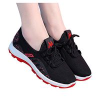 Veodhekai Women Flats Shoes Ankle Sport Run Sneakers Graffiti Light Sport Sneakers Casual Shoes Students Work Red