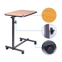 Mobile Tray table for bed or chair,Swivel Wheel Rolling Tray with Wooden Top,Stand Height Adjustable,for Hospital and Home Reading, Eating Breakfast Cart Stand - Bedridden, Senior Patient Aid Use
