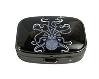 XUTAI Custom Personalized Square Stainless Steel Gun Silver Glass Travel Pill Case Vitamin Decoration Box (Octopus -A)
