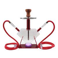2 Hose Micro Acrylic Shisha Kit Mini Shisha Hookahs Set with Everything Colorful LED Light 16.5" Narghile Shareef Small Hookah Complete Set (Color : Red)