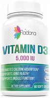 High Potency Vitamin D3 5000 IU One A Day Vitamin Supplement (Supports Joint Health, Strong Bones & Immune Health) 60 Softgels, Non-GMO, Gluten-Free, 125mcg