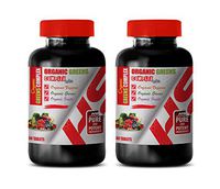 Immune System Vitamins for Women - Organic Greens Complex with Veggies, Greens, Fruits - Strawberry Extract Supplement - 2 Bottles 120 Tablets