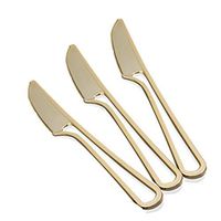 Posh Setting Modern Collection Polished Gold Plastic Silverware 120 Ct. Knives, Heavyweight Gold Plastic Cutlery