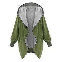 HNTDG Womens Zipper Hoodie Wool Trench Coat Winter Oversize Handmade Lapel Overcoat Parka Trench Coat Windbreaker Green