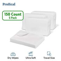 Disposable Dry Wipes for Baby and Adults, 150 Count (5 Pack) - Ultra Soft Cotton Tissue Washcloths - 7" x 13" Travel Size - Non-Moistened Cleansing Cloths for Adults, Incontinence, Baby, Body and Face