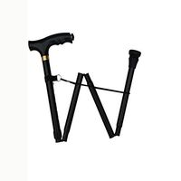 WW Elderly Walking Stick Aluminum Alloy with Lights Folding Telescopic Non-Slip Medical Insurance Crutch, Black