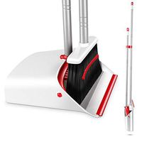 Upgrade Broom and Dustpan Set 3 in 1 Cleans Broom Combo -Upright Broom and Dustpan Combo with 51" Long Extendable Handle for Home Kitchen Room Office Lobby Floor Use Red White