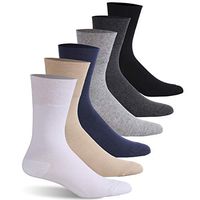 Facool Wide Ankle Socks, Men Women 6 Pairs Cotton Non-Binding Thin Diabetic Socks for Swollen Feet with Seamless Toe Multicolor XL