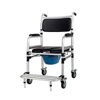 HSRG Folding Commode Chair with Wheels,Adjustable Rolling Shower Chair,for Handicap,Seniors,and Disabled