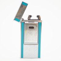 Unishow ® Tiger USB Rechargeable Flameless Cigarette Metal Electronic Lighter in Gift Box (Sliver + Blue)