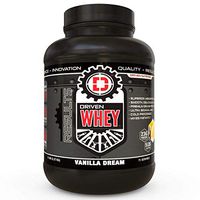 Driven WHEY- Grass Fed Whey Protein Powder: Delicious, Clean Protein Shake- Improve Muscle Recovery with 23 Grams of Protein with Added BCAA and Digestive Enzymes (Vanilla Dream, 5 lb)