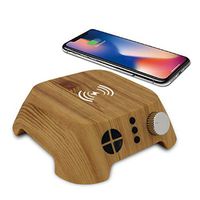 JINRU White Noise Machine & Wireless Charger with 5 Non-Looping Soothing Sounds for Sleeping & Relaxation, Timer & Memory Function,Sleep Therapy for Kid, Adult, Home,Office,Travel.Wood Grain