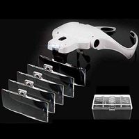 Head-Mounted Portable 1-3.5X Reading Magnifier, LED Lighting, HD Lens, with 5 Lenses, Suitable for Reading,
