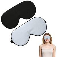 Samtree 2 Pack Silk Sleep Masks for Women and Men, Lightweight Night Blindfold No Pressure Eye Mask,Light Blocking Eyeshape for Shift Work Nap,Traveling (Silver Gray+Black)