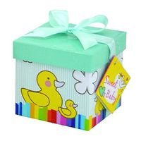 Gift Box 4x4x4 Petit Bebe Pop up in Seconds Comes with Decorative Ribbon Mounted on The lid A Gift Tag and Tissue Paper - No Glue or Tape Required