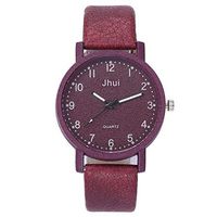 Women's Casual Quartz Analog Watch Leather Band Stainless-Steel Strap Watch Easy Reader Wrist Watch (Red)