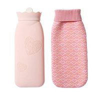 Silicone Hot Water Bottle, for Pain Relief, Heat Therapy, Cold Therapy - for Cramps, Arthritis, Aches and Pains (Color : Pink, Size : Large)