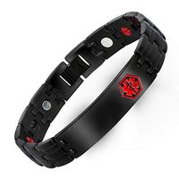 HAIHF Magnetic Bracelet,Double Strength Magnets Bracelets for Men Healthy Sleek Cuff Wristband for Relief Pain with Free Link Removal Tool(Black)