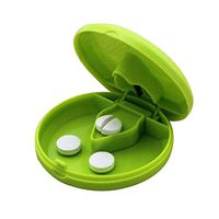 giveyoulucky Medical Pill Half Quarter Splitter Storage Compartment Box Tablet Cutter Holder Good Home Helper Green