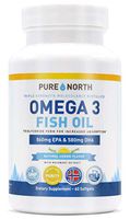 Pure North Omega 3 Fish Oil - 1600mg Triple Strength Triglyceride Form - 60 Softgels