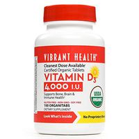 Vibrant Health, Vitamin D3 4000 IU, Organic Supplement, 100 Capsules