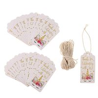 100pcs Unicorn Paper Gift Tags Thanks for Celebrating with US Hanging Tags for Wedding Party Favor Tags, Price Labels, Luggage Tags