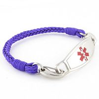 Braided Medical Alert ID Bracelet - Custom Engraving Included -Fun, Modern & Casual - Grape
